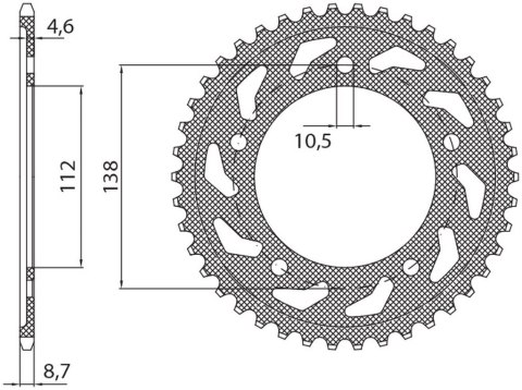 SUNSTAR ZĘBATKA TYŁ 4383 48 YAMAHA YZF R6 99-02 JTR1873.48 ŁAŃC. 532 438348