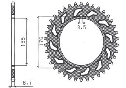SUNSTAR ZĘBATKA TYŁ 4392 44 TRIUMPH 900/955/1000, DAYTONA T595 955 97-99 JT