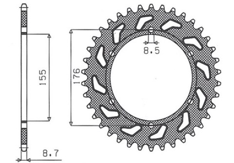 SUNSTAR ZĘBATKA TYŁ 4392 44 TRIUMPH 900/955/1000, DAYTONA T595 955 97-99 JT