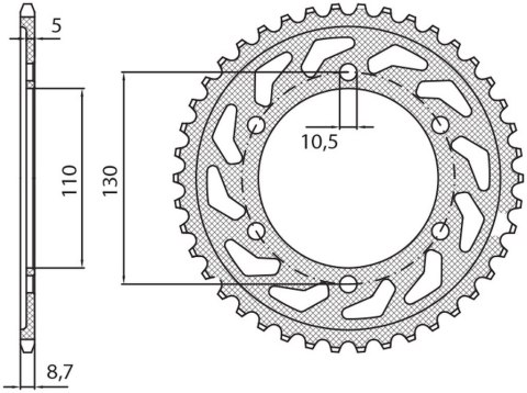 SUNSTAR ZĘBATKA TYLNA 4440 48 YAMAHA R6 03-05 JTR1875.48 ŁAŃC. 532 444048