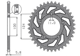 SUNSTAR ZĘBATKA TYŁ 4444 46 DUCATI MONSTER/ABS 821 15-20, PANIGALE 899 898