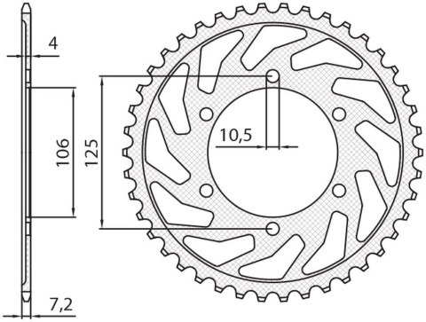 SUNSTAR ZĘBATKA TYŁ 4529 49 TRIUMPH 675 06-16 JTR2014.49 ŁAŃC. 525 452949JT