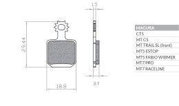BRENTA KLOCKI HAMULCOWE ROWEROWE SINTER MAGURA MT 5, MT 7 DO WSZYSTKICH