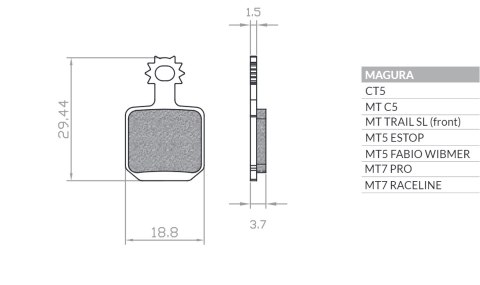 BRENTA KLOCKI HAMULCOWE ROWEROWE SINTER MAGURA MT 5, MT 7 DO WSZYSTKICH