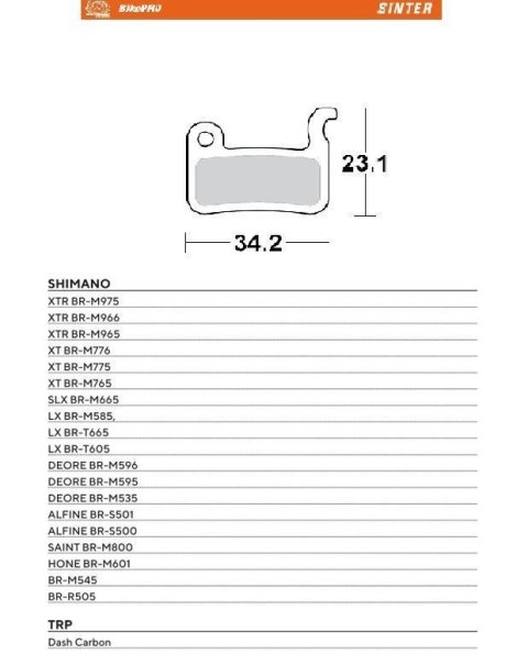 MOTO-MASTER KLOCKI HAMULCOWE ROWEROWE SINTER METALICZNE SHIMANO XTR BR-M975