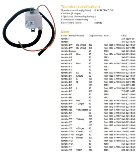 DZE CEWKA ZAPŁONOWA YAMAHA YFS 200 BLASTER 88-96 DZE CEWKA ZAPŁONOWA YAMAHA YFS 200 BLASTER 88-96