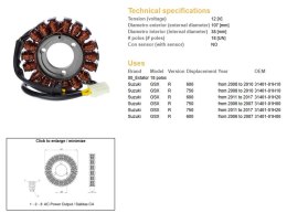 DZE STATOR GSX 600R/750R 08-17 OEM 31401-01H20