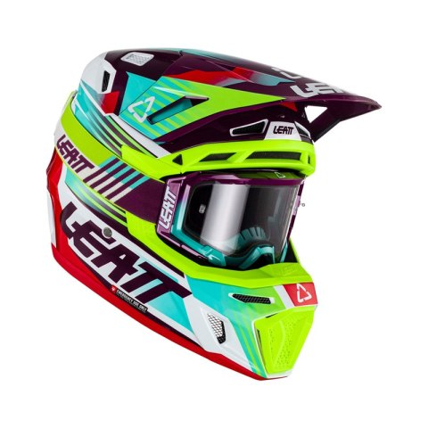 LEATT KASK MOTO 8.5 V23 + GOGLE VELOCITY 5.5 GRATIS HELMET KIT NEON GREEN F
