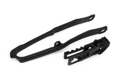 UFO KPL ŚLIZG + PROWADNICA ŁAŃCUCHA HONDA CRF 250R/RX 18-21, 450R/RX 17-18, KOLOR CZARNY