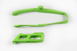 UFO KPL ŚLIZG + PROWADNICA ŁAŃCUCHA KAWASAKI KXF 250 17-20, 450 16-18, KOLOR ZIELONY