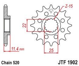 JT ZĘBATKA PRZEDNIA 1252 13 KTM LC4 400/600/620/640/690 125213JT ŁAŃC. 520