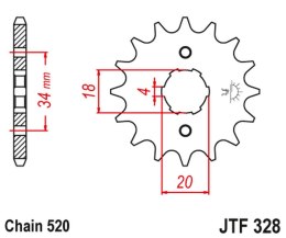 JT ZĘBATKA PRZEDNIA 273 15 HONDA XR 200R, XL 200R 81-83 27315JT ŁAŃC. 520