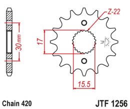 JT ZĘBATKA PRZÓD 332 16 HONDA CRF 50F 04-12, XR 50 00-03 33216JT ŁAŃC. 420