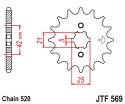 JT ZĘBATKA PRZÓD 569 11 YAMAHA YFM 125 GRIZZLY 04-12, YZ 250 77-98, KAWASAK