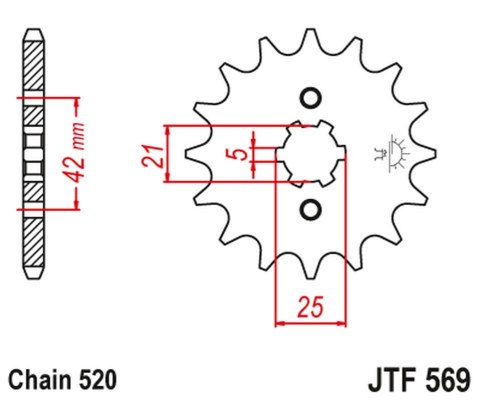JT ZĘBATKA PRZÓD 569 11 YAMAHA YFM 125 GRIZZLY 04-12, YZ 250 77-98, KAWASAK JT ZĘBATKA PRZÓD 569 11 YAMAHA YFM 125 GRIZZLY 04-12, YZ 250 77-98, KAWASAK