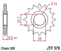 JT ZĘBATKA PRZEDNIA 585 14 KAWASAKI ZX-6R/RR 07-17, YAMAHA XTZ 750 90- 98