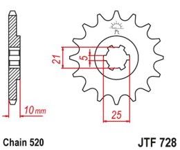 JT ZĘBATKA PRZÓD 726 16 CAGIVA 500/600 RIVER, CANYON W 72616JT ŁAŃC. 520