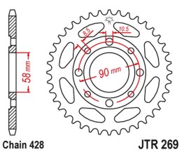 JT ZĘBATKA TYŁ 269 35 HONDA CG 125 02-05, CM 82-97, CB 125T 82-88, DAELIM V