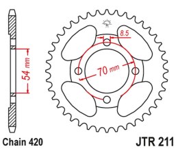 JT ZĘBATKA TYLNA 269 42 HONDA C 90 CUB 84-02 26942JT ŁAŃC.420 NA ZAMÓWIENIE