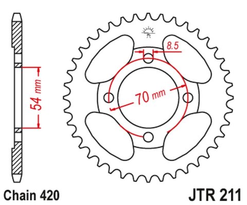 JT ZĘBATKA TYLNA 269 42 HONDA C 90 CUB 84-02 26942JT ŁAŃC.420 NA ZAMÓWIENIE