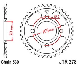 JT ZĘBATKA TYŁ 278 34 HONDA CB 250 73-77 ,CJ 250 76-79 , CB 360/400 75-79
