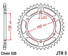 JT ZĘBATKA TYLNA 3552 39 APRILIA ETX 125 '84 BMW G310 R '16-'20