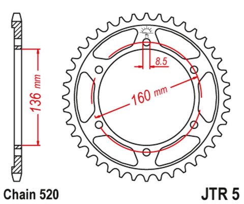 JT ZĘBATKA TYLNA 3552 39 APRILIA ETX 125 '84 BMW G310 R '16-'20