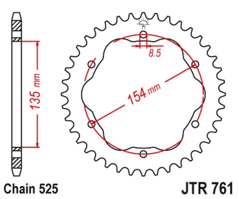 JT ZĘBATKA TYŁ 4522 39 DUCATI MONSTER 1200/S 14-20, PANIGALE 1103 18, 1199/