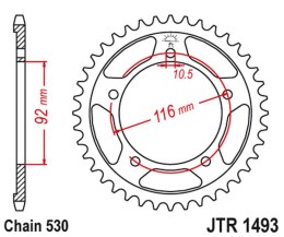 JT ZĘBATKA TYLNA 4542 41 KAWASAKI ZZR 1400 06-18 454241JT ŁAŃC. 530 CZARNA
