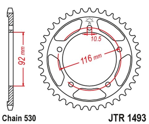 JT ZĘBATKA TYLNA 4542 41 KAWASAKI ZZR 1400 06-18 454241JT ŁAŃC. 530 CZARNA