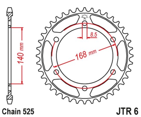 JT ZĘBATKA TYLNA 4550 42 F 800 GS 08-12 ŚRUBA 8,5MM