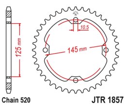 JT ZĘBATKA TYŁ 4588 45 YAMAHA YFZ 450R 09-19, YFM 250/350/450/700 RAPTOR 45
