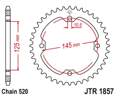 JT ZĘBATKA TYŁ 4588 45 YAMAHA YFZ 450R 09-19, YFM 250/350/450/700 RAPTOR 45 JT ZĘBATKA TYŁ 4588 45 YAMAHA YFZ 450R 09-19, YFM 250/350/450/700 RAPTOR 45