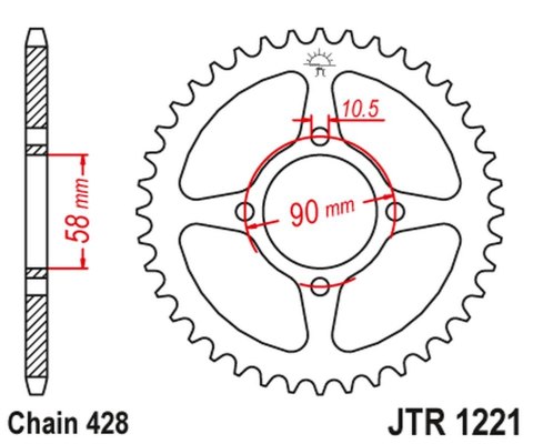 JT ZĘBATKA TYŁ 4669 42 HONDA CBR 125 11-17, CB 125F GLR125 15-17 446942JT Ł