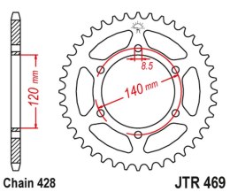 JT ZĘBATKA TYŁ 469 44 KAWASAKI KE 175 79-83, KV 175 81-89 46944JT ŁAŃC.428