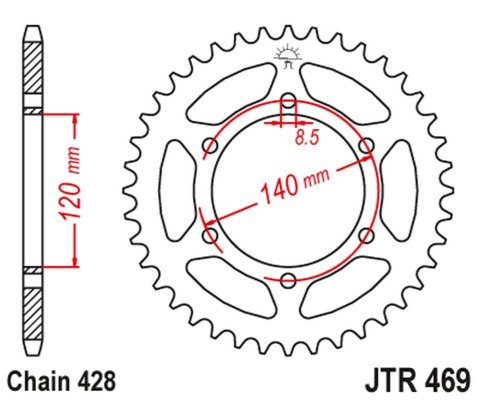 JT ZĘBATKA TYŁ 469 44 KAWASAKI KE 175 79-83, KV 175 81-89 46944JT ŁAŃC.428 JT ZĘBATKA TYŁ 469 44 KAWASAKI KE 175 79-83, KV 175 81-89 46944JT ŁAŃC.428