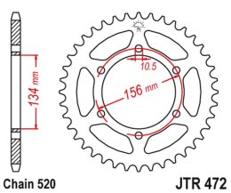 JT ZĘBATKA TYLNA 473 40 KAWASAKI Z 200 77-83, Z 250 81-83 47340JT ŁAŃC.520