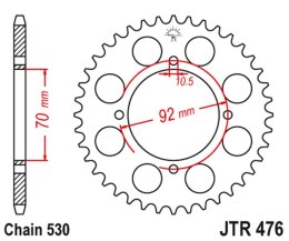 JT ZĘBATKA TYŁ 476 33 KAWASAKI GPZ 250 83-85 , Z 250/400/440/500/550 78-85