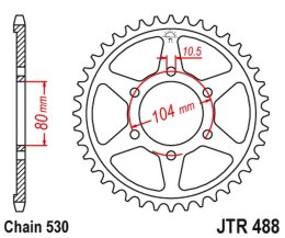 JT ZĘBATKA TYLNA 488 47 KAWASAKI ZX 12R '00-'05 , ZXR 750 H2 '90
