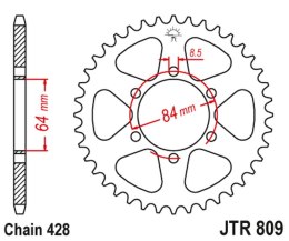 JT ZĘBATKA TYLNA 809 51 KREIDLER 125 SUPERMOTO '07-08, TS 125 '73-77