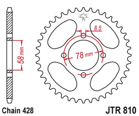 JT ZĘBATKA TYLNA 810 36 SUZUKI GN 125 '82-'00 (-6) (81036JT) (ŁAŃC. 428)