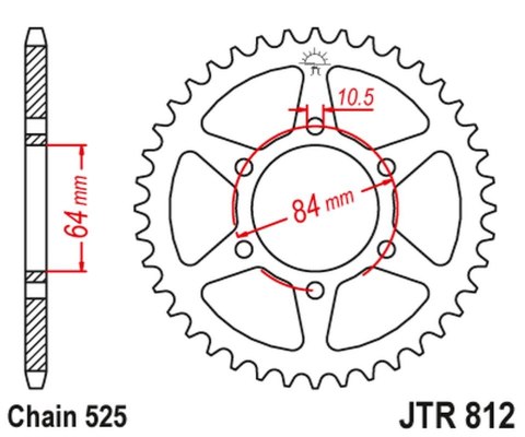 JT ZĘBATKA TYLNA 812 41 SUZUKI GT 250 73-77, TS 250 73-75 81241JT ŁAŃC. 525