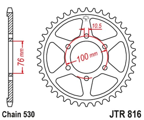 JT ZĘBATKA TYLNA 816 52 SUZUKI GSX 1100F 88-96 KONWERSJA 81652JT ŁAŃC. 530