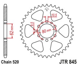 JT ZĘBATKA TYLNA 845 40 YAMAHA YZ 100 '76-77, SR 250 '85-96 NA ZAMÓWIENIE