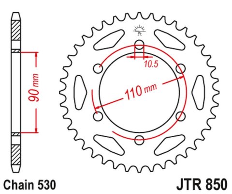 JT ZĘBATKA TYLNA 850 34 YAMAHA XS 650 74-83, TX 650 72-74 85034JT ŁAŃC. 530