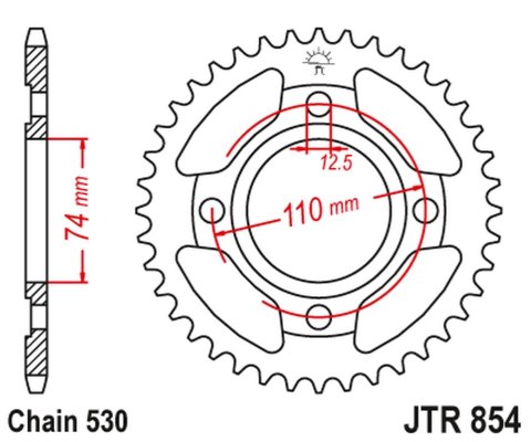 JT ZĘBATKA TYLNA 854 41 YAMAHA XS 250 80-82, XS 500 78-80 85441JT ŁAŃC. 530