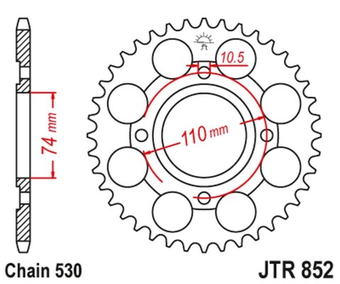 JT ZĘBATKA TYLNA 861 41 YAMAHA RD 250LC 80-85, RZ 250 86141JT ŁAŃC. 530