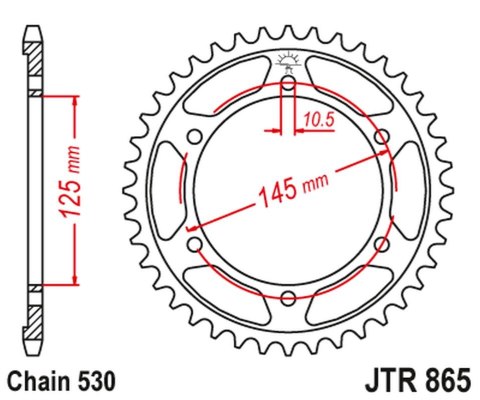 JT ZĘBATKA TYLNA 865 44 YAMAHA FZ 750 '85-86 FZR 600 '90-99