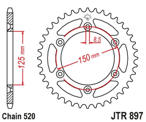 JT ZĘBATKA TYLNA 899 53 KTM EXC/SX/EXC-F 200/250/300/400/450/530
