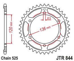 JT ZĘBATKA TYLNA 900 44 YAMAHA FZR 400 GENESIS '88, NA ZAMÓWIENIE